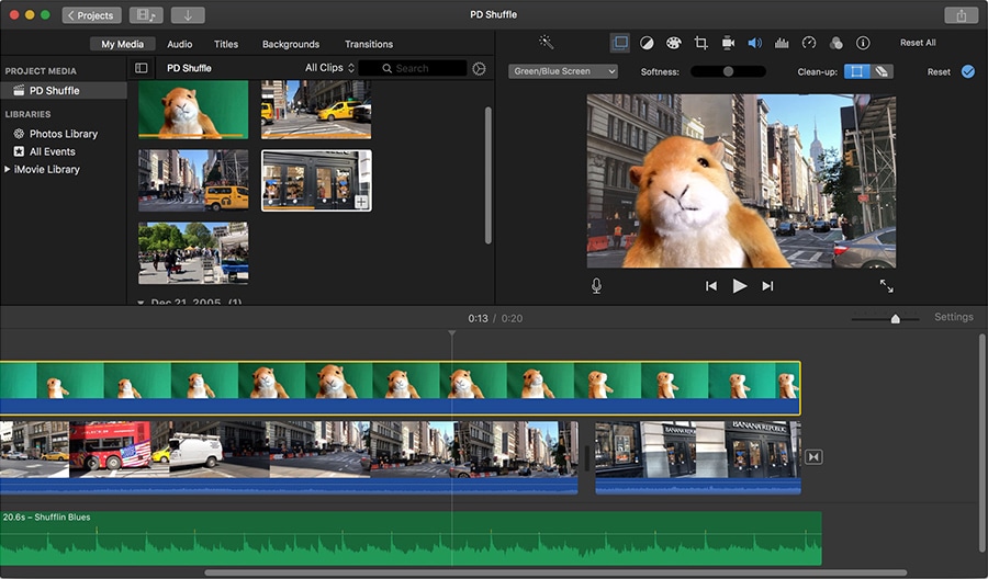 iMovie is a default video editor with a chroma key feature for Apple devices