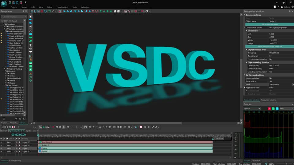 A lifehack for creating a 3D text effect in VSDC