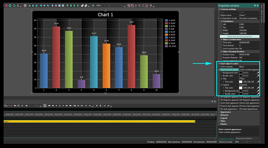 How to apply color presets to a 2D diagram in VSDC