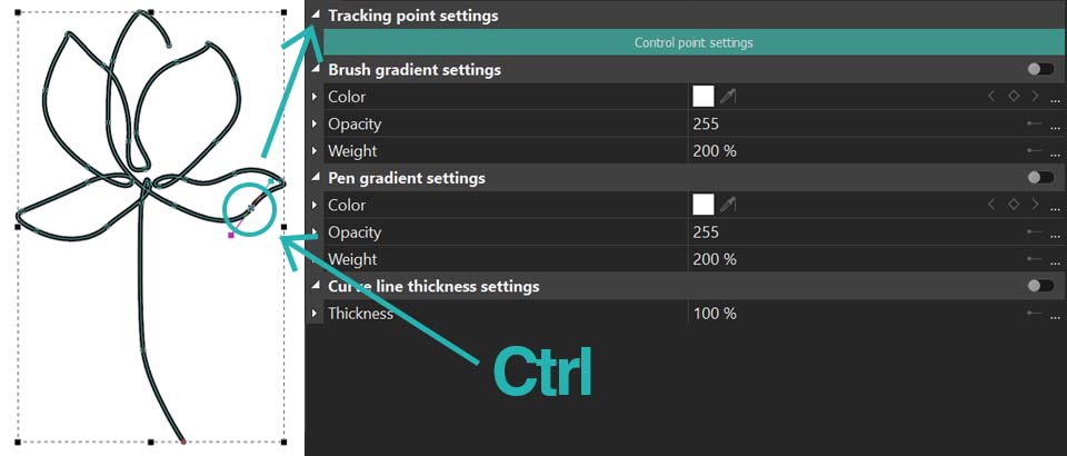Modificando a espessura do ponto de uma linha curva para efeitos visuais variados