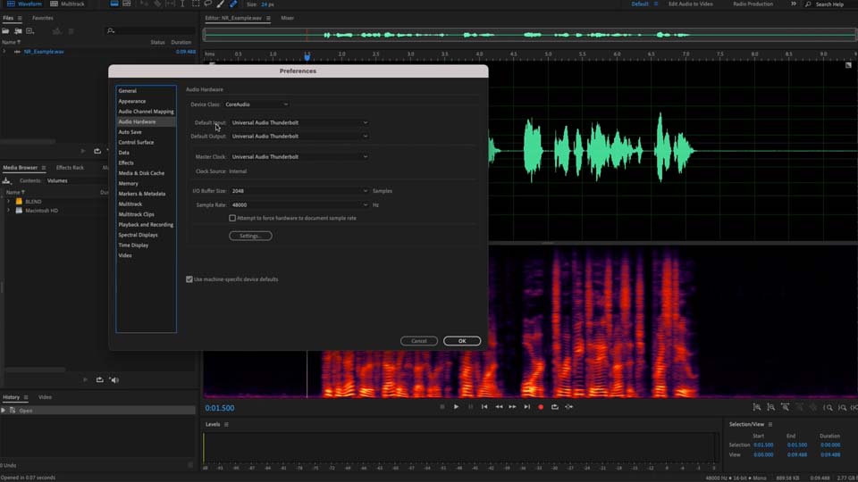 Exporting audio in Adobe Audition