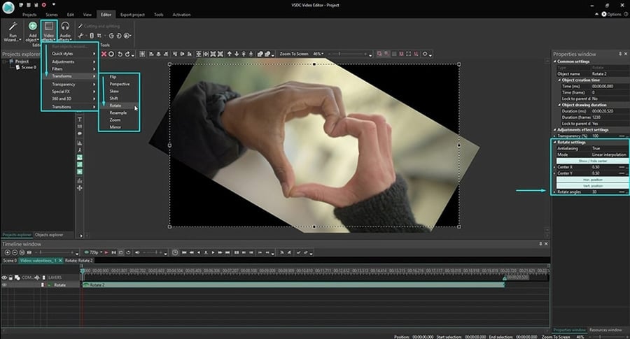 openshot video editor rotate video