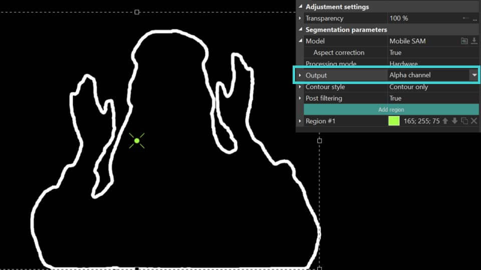 Setting contour on the alpha channel.