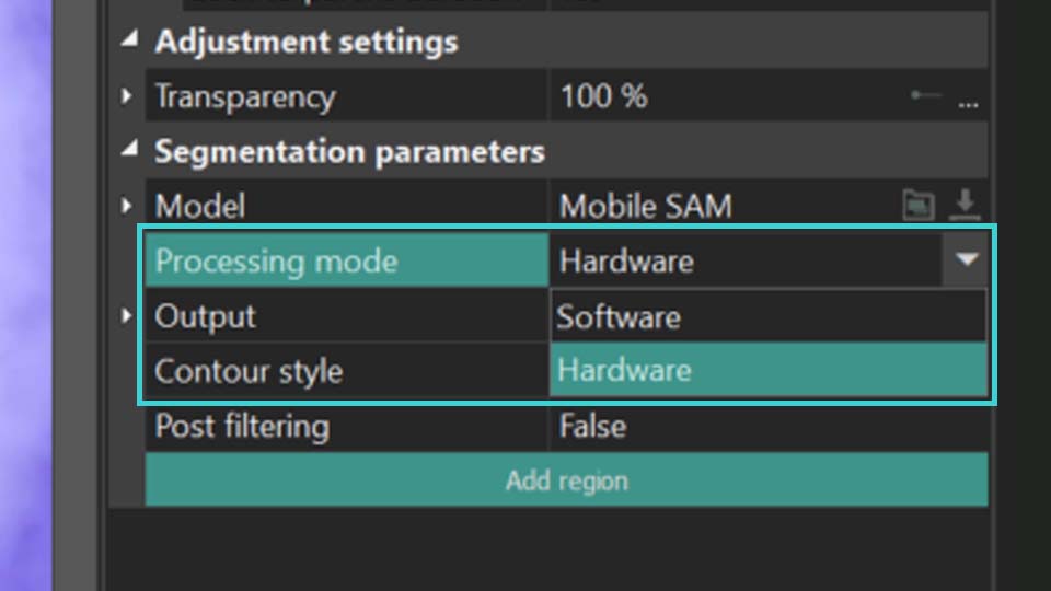 Reducing PC load when working with the segmentation effect.