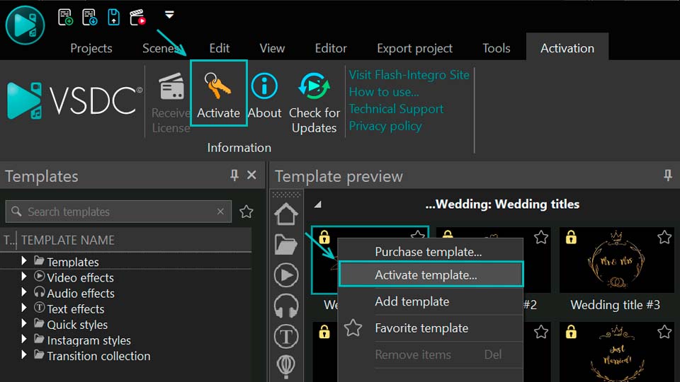 Comandos para comprar ativar e baixar modelos Premium no VSDC