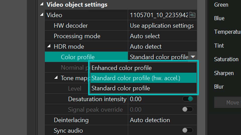 Perfis de cor HDR
